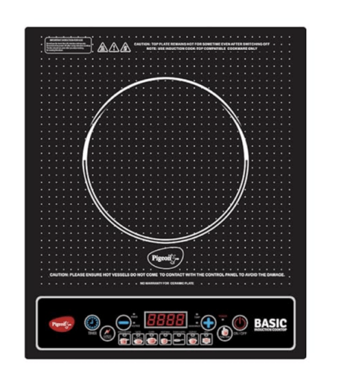 Pigeon Basic Induction Cooktop 1200 W, Auto-Shut off, Soft Push Button with 7 Segments LED Display for Power and Temperature - Black